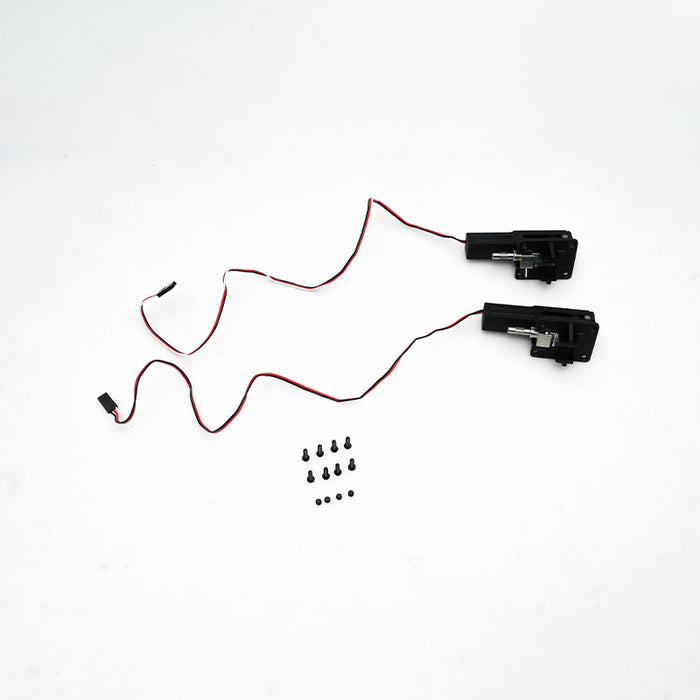 F4U Corsair V3 EL electric retract set with wiring and mounting screws for model aircraft.