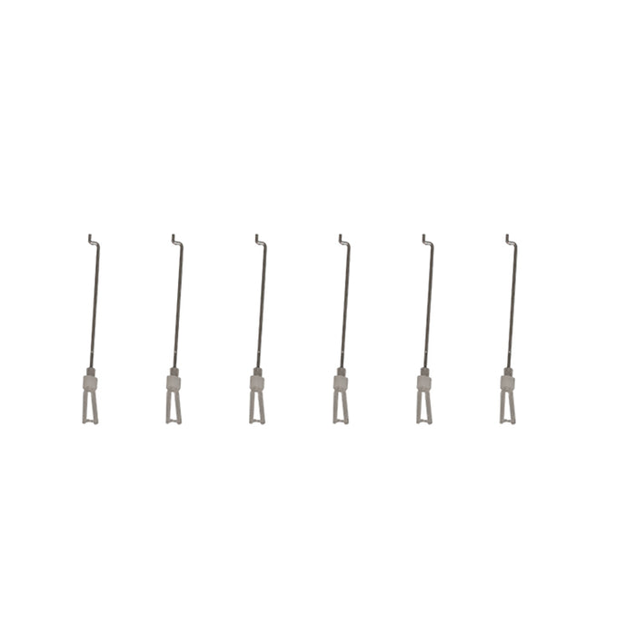 Set of six Maule linkage rods for RC airplane assembly.