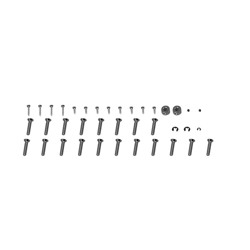 Assorted screws and control horns for RC model assembly