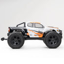 FMS 1:24 FMT24 Chevrolet Colorado Monster Truck RTR in white with orange and black graphics, featuring large off-road tires.