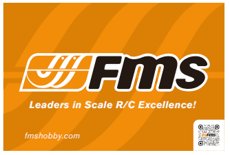 FMS banner with slogan 'Leaders in Scale R/C Excellence!' and QR code