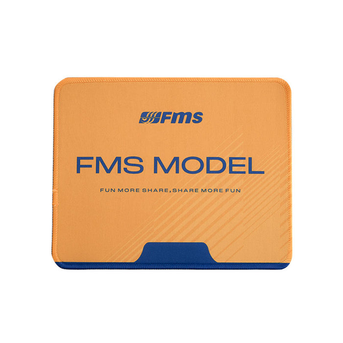 FMS Model orange mouse pad with logo and fun slogan.