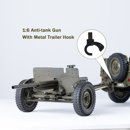 1:6 anti-tank gun model with metal trailer hook for RC vehicles