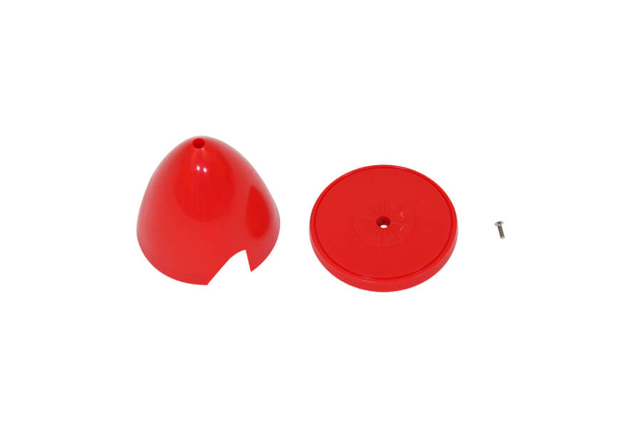 Red spinner cone and base for RC Pitts model, includes mounting screw.