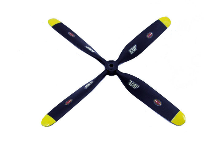 FMSPROP030 10.5x8 propeller with black blades and yellow tips