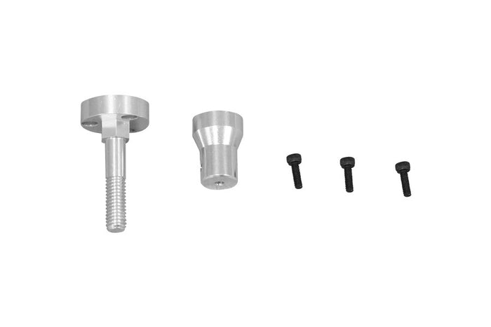 Aluminum motor shaft with screws for RC models like PC-21 and PA-18.