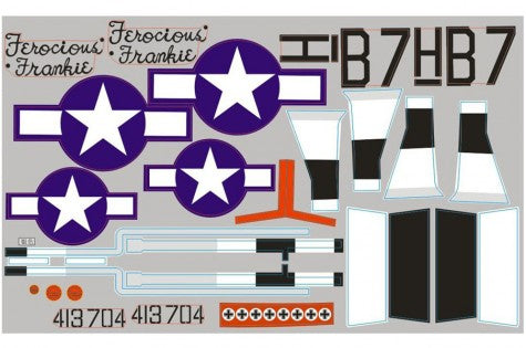 Decal sheet for 1700mm P-51D with stars and markings for 'Ferocious Frankie'