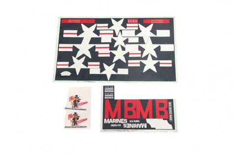 1700mm F7F Tigercat Big Bossman decal sheet with stars and stripes.