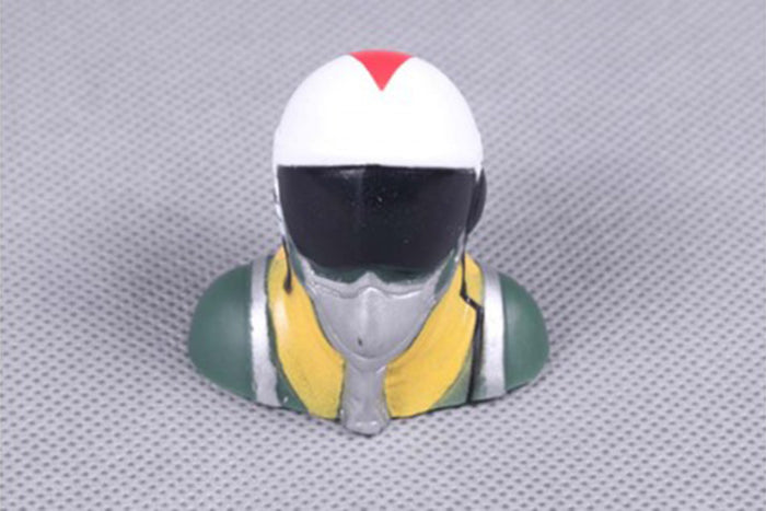 Pilot bust figure with helmet and yellow neck scarf for RC model displays