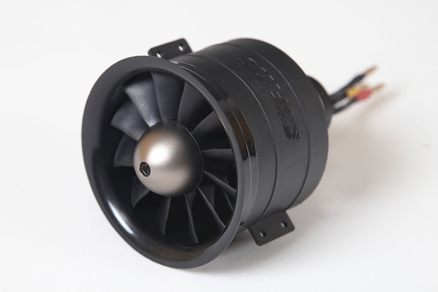 80mm 12-blade ducted fan for RC models with black housing and motor wires