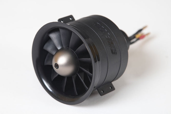 80mm 12-blade ducted fan for RC models with black housing and motor wires