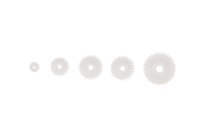 Plastic gear set for 1:18 RC models, including various sizes of gears.