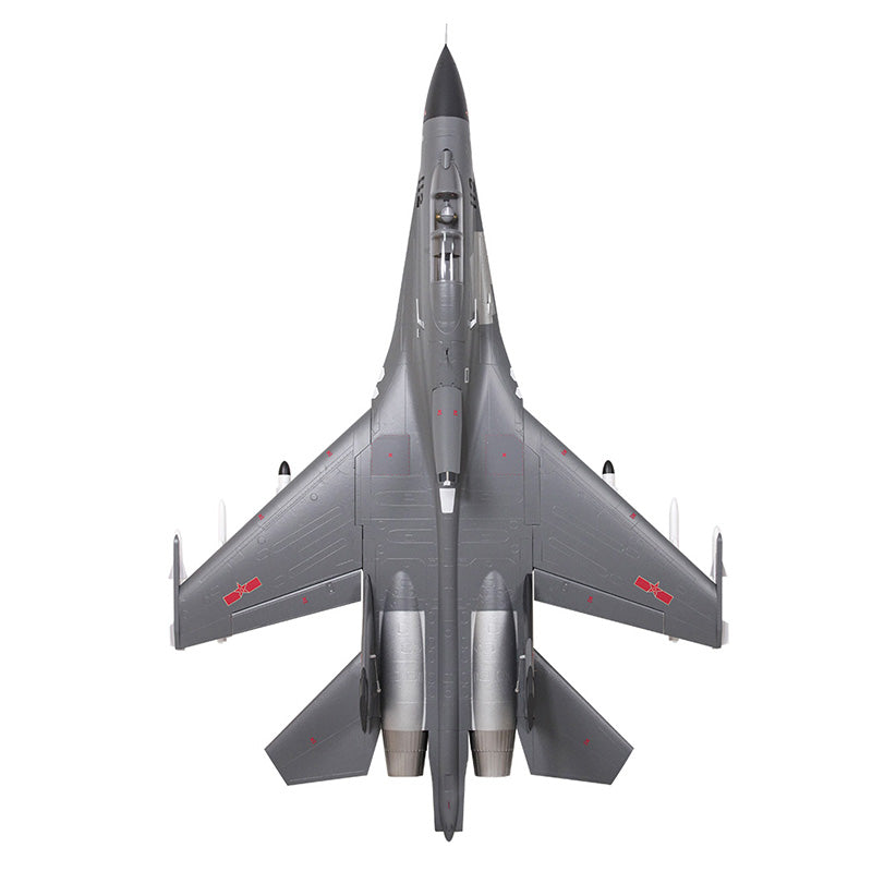 FMS Twin 70mm EDF J-11 PNP model airplane, top view, gray with red accents, dual engines, scale jet