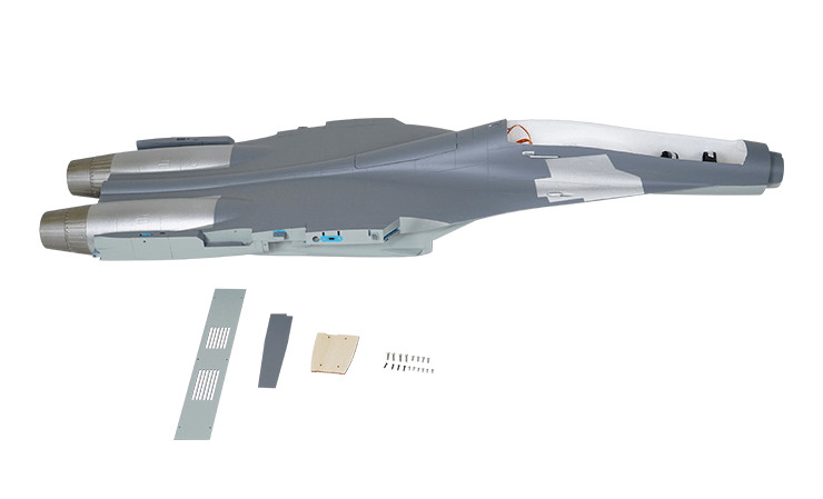J-11 70mm aircraft fuselage with engine mount and assembly parts