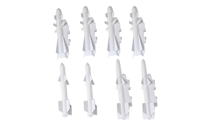Set of 8 white bombs and missiles for RC airplane models