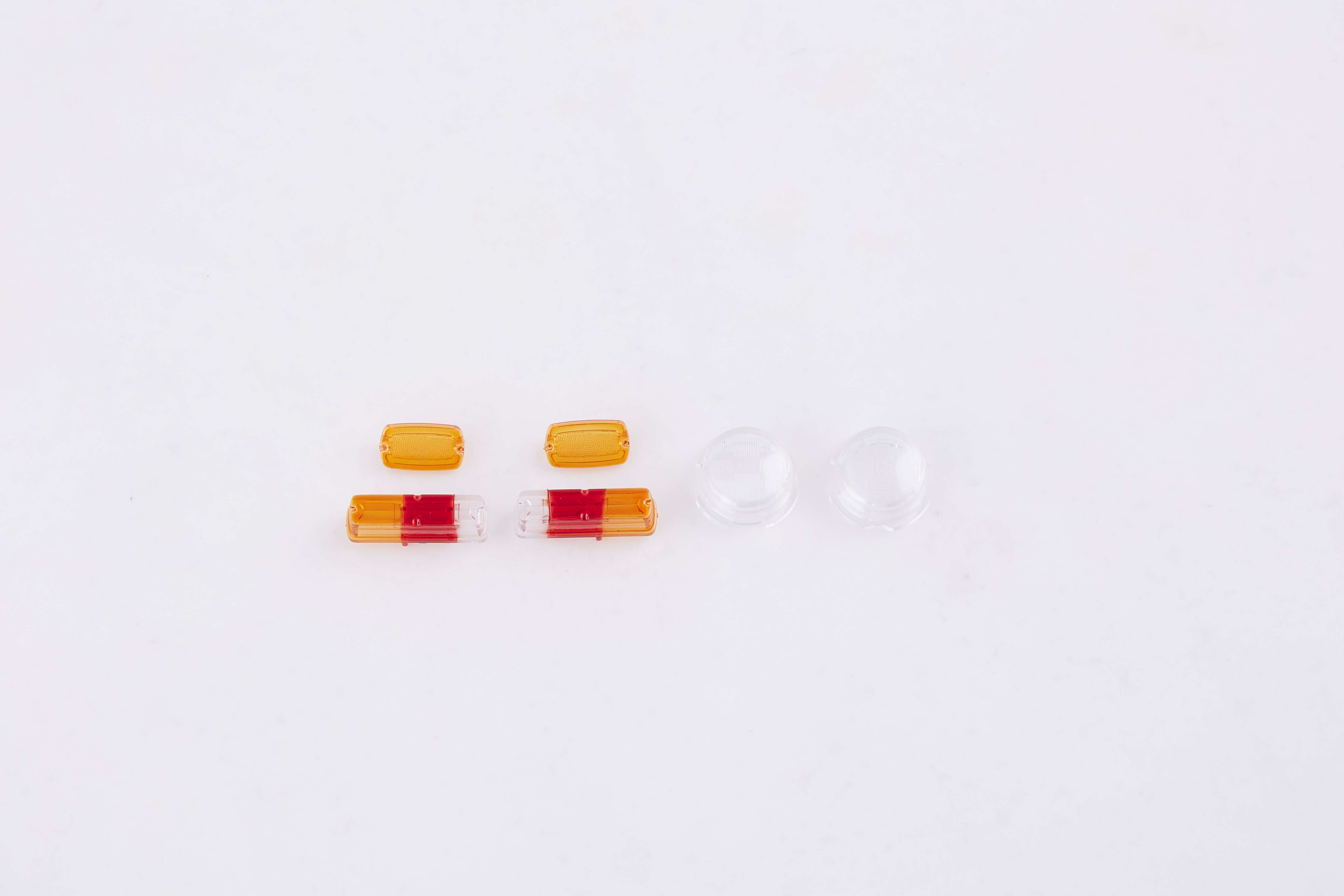 1:12 Toyota FJ45 lens set parts: orange, red, and clear lenses