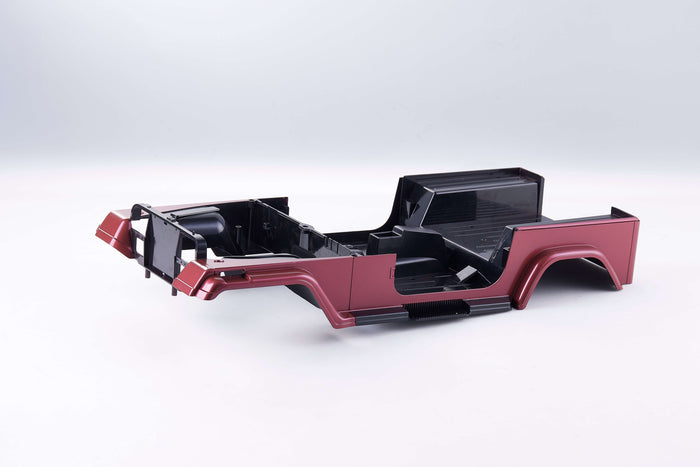 Red and black RC car chassis for 1:10 Mashigan model