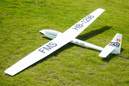 FMS 2500mm ASW-17 EP Glider PNP, white RC aircraft with HB-1298 markings and CO FLY logo on tail