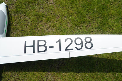 FMS 2500mm ASW-17 EP Glider wing with HB-1298 marking on green grass