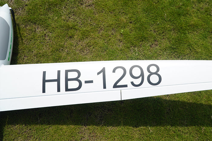 FMS 2500mm ASW-17 EP Glider wing with HB-1298 marking on green grass
