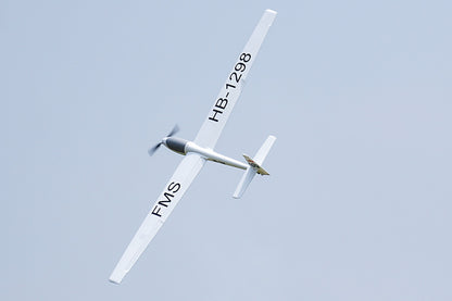 FMS 2500mm ASW-17 EP Glider PNP in flight, featuring 'FMS' and 'HB-1298' markings on wings.