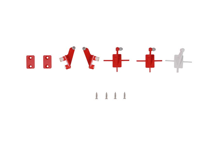 1100mm P-51 Dago Red control horns: red horns, mounting plates, screws.