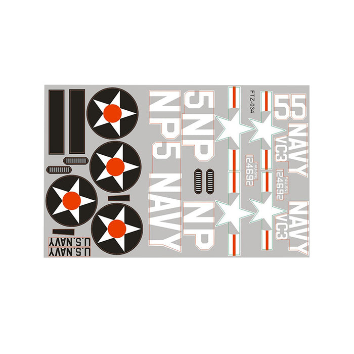 Decal sheet for 800mm T-28 Trojan model featuring navy graphics and numbers.