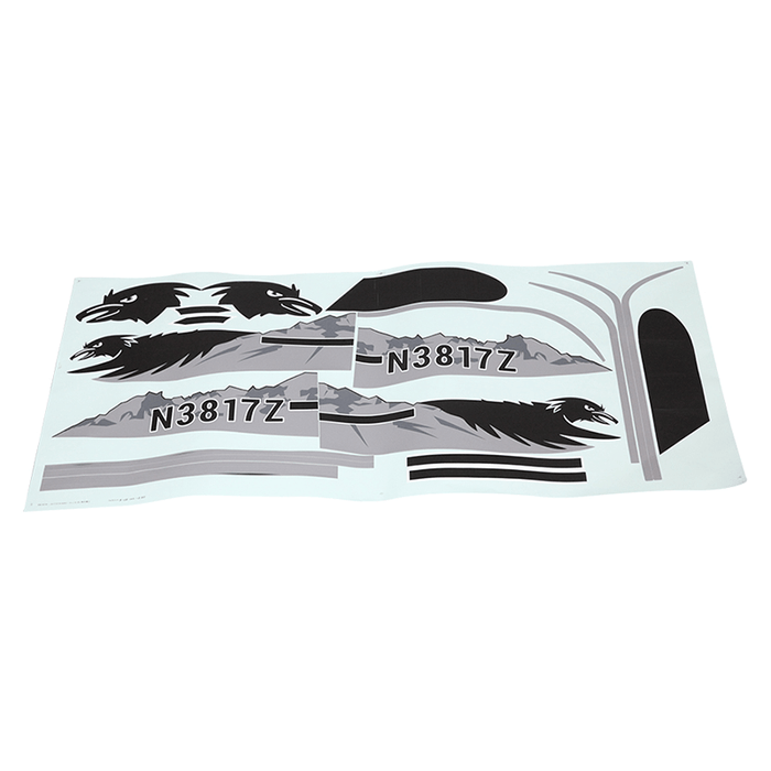 1700mm PA-18 decal sheet with wolf graphics and N3817Z registration.