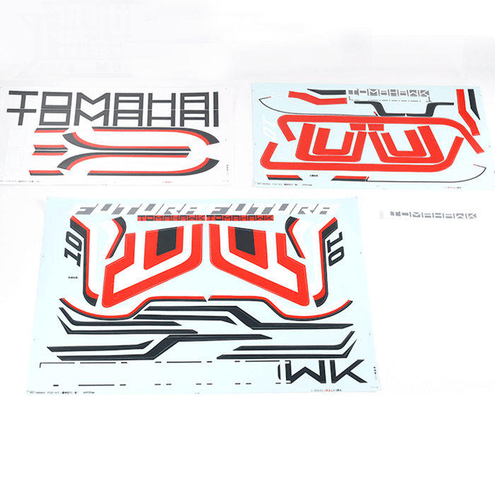 TOMAHAWK decal sheet for RC models with red and black designs