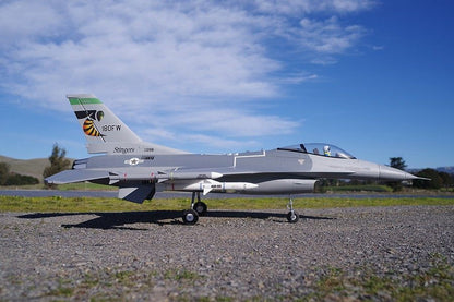 FMS 70mm F-16C Fighting Falcon PNP model jet, grey, with '180FW' and bee logo on tail.