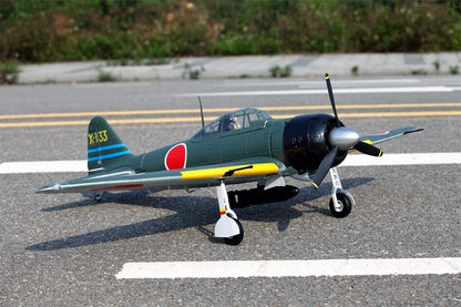 FMS 1400mm A6M3 Zero Green PNP RC airplane with X-133 markings on runway