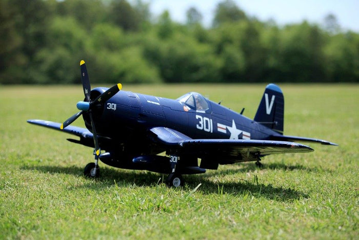 FMS 1400mm (55.1") F4U Corsair PNP Blue RC airplane on grass