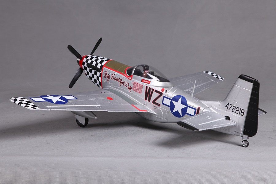 FMS 800mm P-51D V2 Big Beautiful Doll RC aircraft with scale details and bright livery.